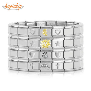 Sweet Shell Starfish Moon Star CZ Charm Links Bracelet Gift Bangle G179