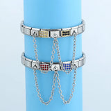 Stainless Steel Bracelet CZ Charm Chain Birthday Jewelry