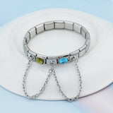 Stainless Steel Bracelet CZ Charm Chain Birthday Jewelry