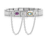 Stainless Steel Bracelet CZ Charm Chain Birthday Jewelry