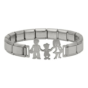 Women's Stainless Steel Family King Queen Heart Wing Link Bracelet