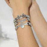 Women's Stainless Steel Family King Queen Heart Wing Link Bracelet