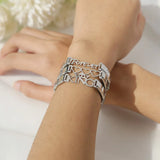 Women's Stainless Steel Family King Queen Heart Wing Link Bracelet