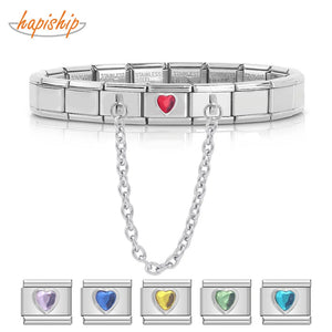 Romantic Heart Charm Stainless Steel Bracelet
