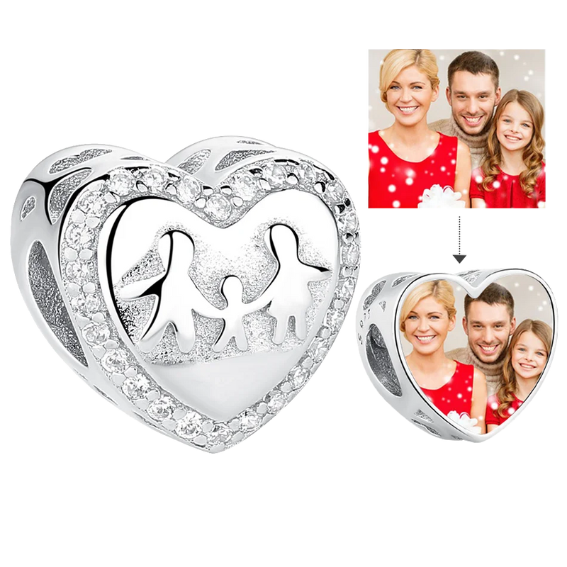 Happiness Family Crystal Charms Love Heart Beads for DIY Bracelet