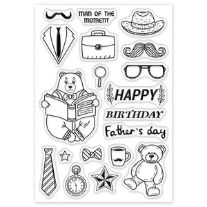 Happy Birthday Bear Clear Stamps for Card Making DIY Scrapbooking