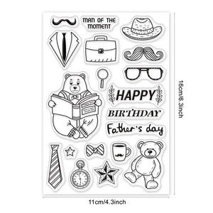 Happy Birthday Bear Clear Stamps for Card Making DIY Scrapbooking