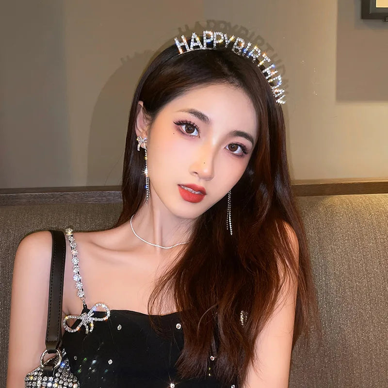 Happy Birthday Rhinestone Headband Hair Clipper