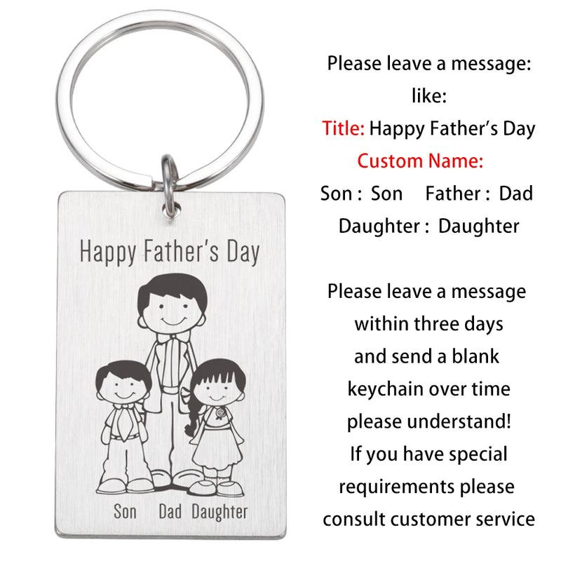 Father's Keychains Stainless Steel Personalized Engraved Gift For Dad