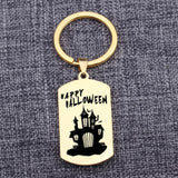 Funny Monster Castle Pattern Engraved Stainless Steel Keychain