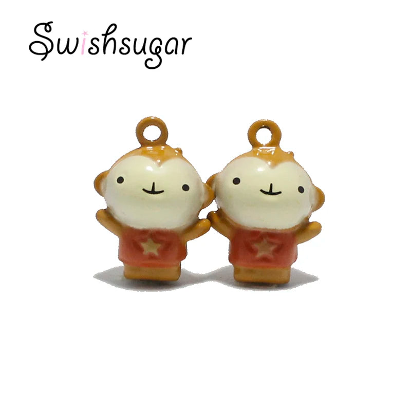 Happy Monkey Cartoon Jingle Bell Charms for DIY Craft Pendant