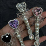 Rhinestone Pearl Heart Hairpin Clip for Women