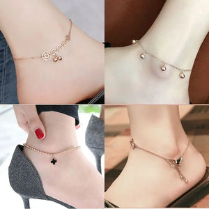 Harajuku Anklet Celebrity Style Titanium Steel Net Red Sexy Bell Clover
