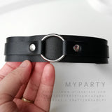 Harajuku Big Round Ring Choker Collar Women Punk Leather Necklace