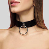 Harajuku Big Round Ring Choker Collar Women Punk Leather Necklace