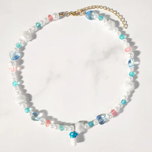 Harajuku Candy Clear Crystal Pearl Beaded Necklace For Women