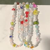 Harajuku Candy Clear Crystal Pearl Beaded Necklace For Women