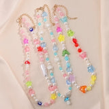 Harajuku Candy Clear Crystal Pearl Beaded Necklace For Women