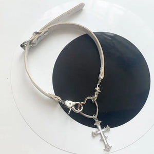 Harajuku Dark Hollow Heart Cross Collar Gothic Punk Necklace