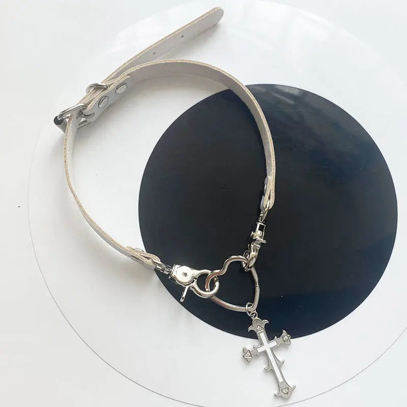 Harajuku Dark Hollow Heart Cross Collar Gothic Punk Necklace