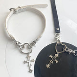Harajuku Dark Hollow Heart Cross Collar Gothic Punk Necklace