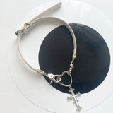 Harajuku Dark Hollow Heart Cross Collar Gothic Punk Necklace