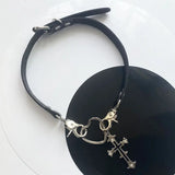 Harajuku Dark Hollow Heart Cross Collar Gothic Punk Necklace