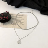 Harajuku Layered Necklace Stainless Steel Punk Cuban Coin Pendant Choker