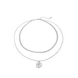 Harajuku Layered Necklace Stainless Steel Punk Cuban Coin Pendant Choker