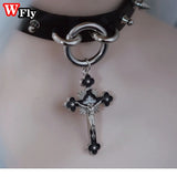 Harajuku Gothic Rivet Y2K Cross Pendant Neckwear Collar Necklace
