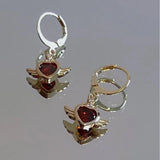 Harajuku Grunge Gothic Angel Love Zircon Earrings
