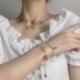 Harajuku Kpop Colorful Bead Flower Choker Necklace