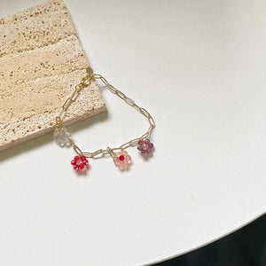 Harajuku Kpop Colorful Bead Flower Choker Necklace