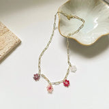 Harajuku Kpop Colorful Bead Flower Choker Necklace
