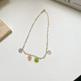 Harajuku Kpop Colorful Bead Flower Choker Necklace