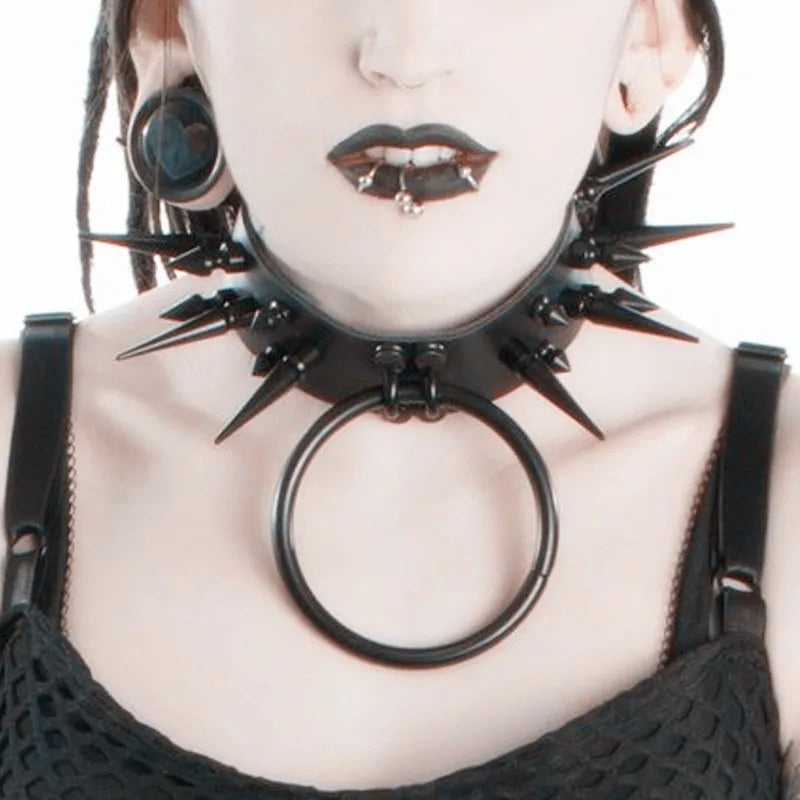 Harajuku Kpop Circle Pendant Collar Necklace Punk Rock Choker for Women
