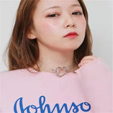 Harajuku Love Acrylic Punk Peach Heart Necklace Lady Clavicle Chain