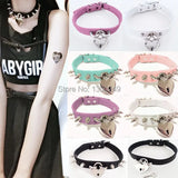Harajuku Hot Dark Sweet Heart Choker Lock & Key Rivet Necklaces