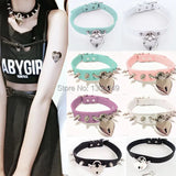 Harajuku Hot Dark Sweet Heart Choker Lock & Key Rivet Necklaces