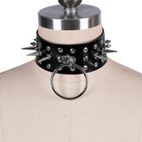 Harajuku PU Leather Choker Necklace For Women Pendant O-Ring Gothic Punk