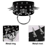 Harajuku PU Leather Choker Necklace For Women Pendant O-Ring Gothic Punk