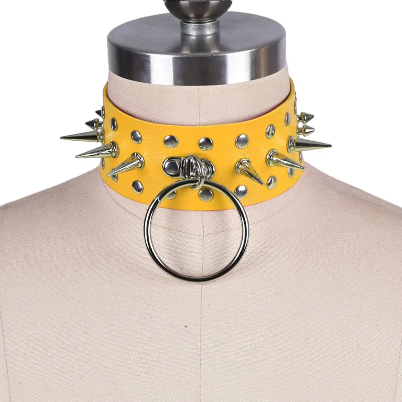 Harajuku PU Leather Choker Necklace For Women Pendant O-Ring Gothic Punk