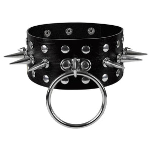 Harajuku PU Leather Choker Necklace For Women Pendant O-Ring Gothic Punk