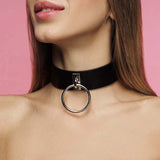 Harajuku Punk Leather Choker Gothic Metal O-ring Neckband
