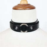 Harajuku Punk Leather Choker Gothic Metal O-ring Neckband
