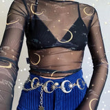 Harajuku Punk Moon Metal Belts Women Vintage High Waist Chain Waist Belts