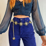 Harajuku Punk Moon Metal Belts Women Vintage High Waist Chain Waist Belts