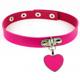 Harajuku Red Heart Choker Necklace Pu Leather Gothic Jewelry