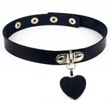 Harajuku Red Heart Choker Necklace Pu Leather Gothic Jewelry