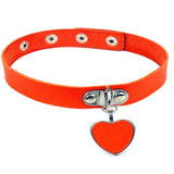 Harajuku Red Heart Choker Necklace Pu Leather Gothic Jewelry
